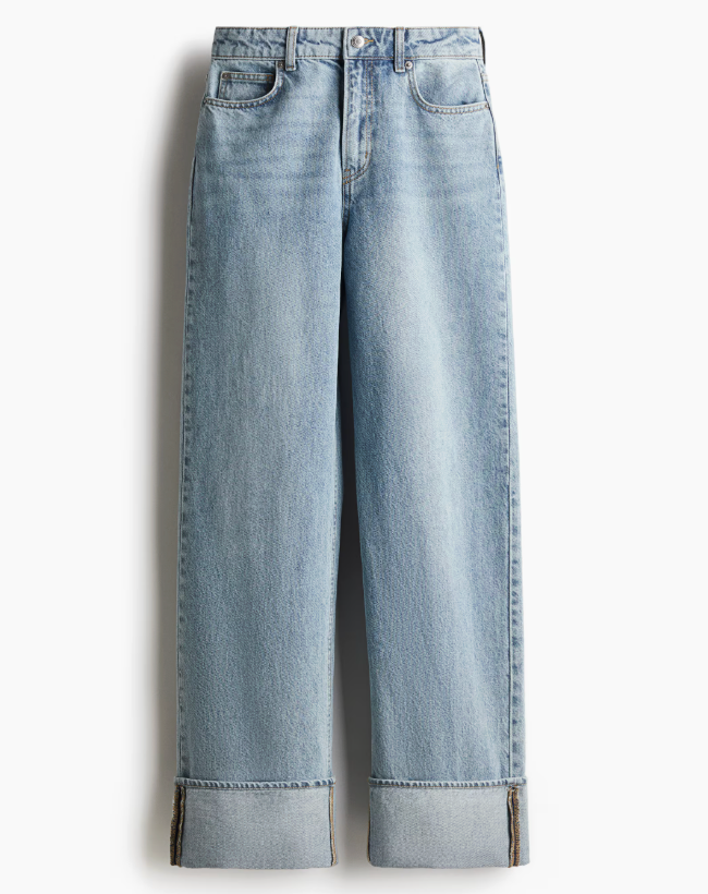 H&M Straight Leg Light Wash Cuffed Jeans | Sz 4