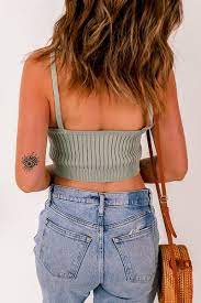 Knitted Cami Top in Grey/Green | Large