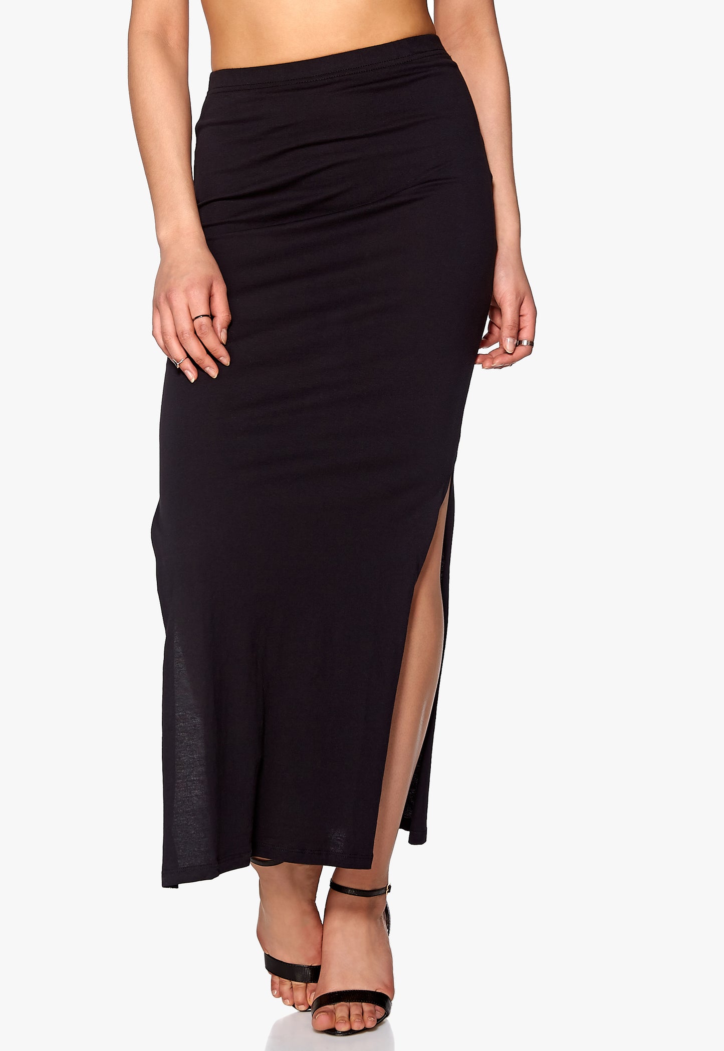 ONLY Abbie Long Slit Black Skirt | Medium