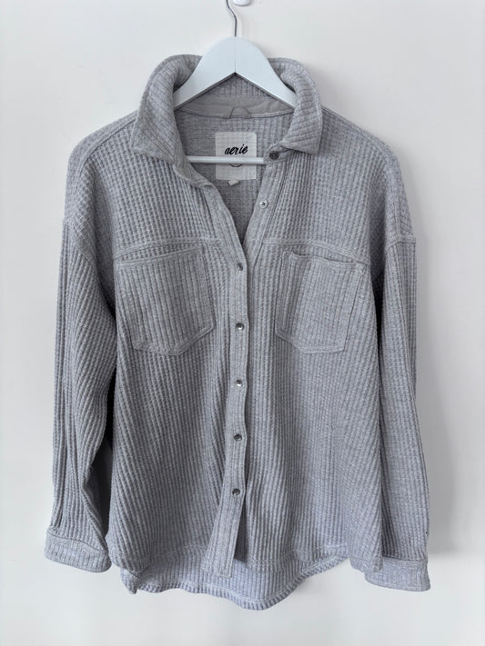 Aerie Waffle LumberJane Shirt in Grey | Sz Medium Oversized