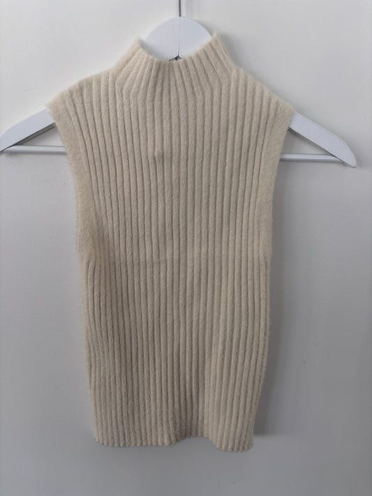 Vero Moda Cream Ribbed Sleeveless Sweater | Sz Small (M87L3)