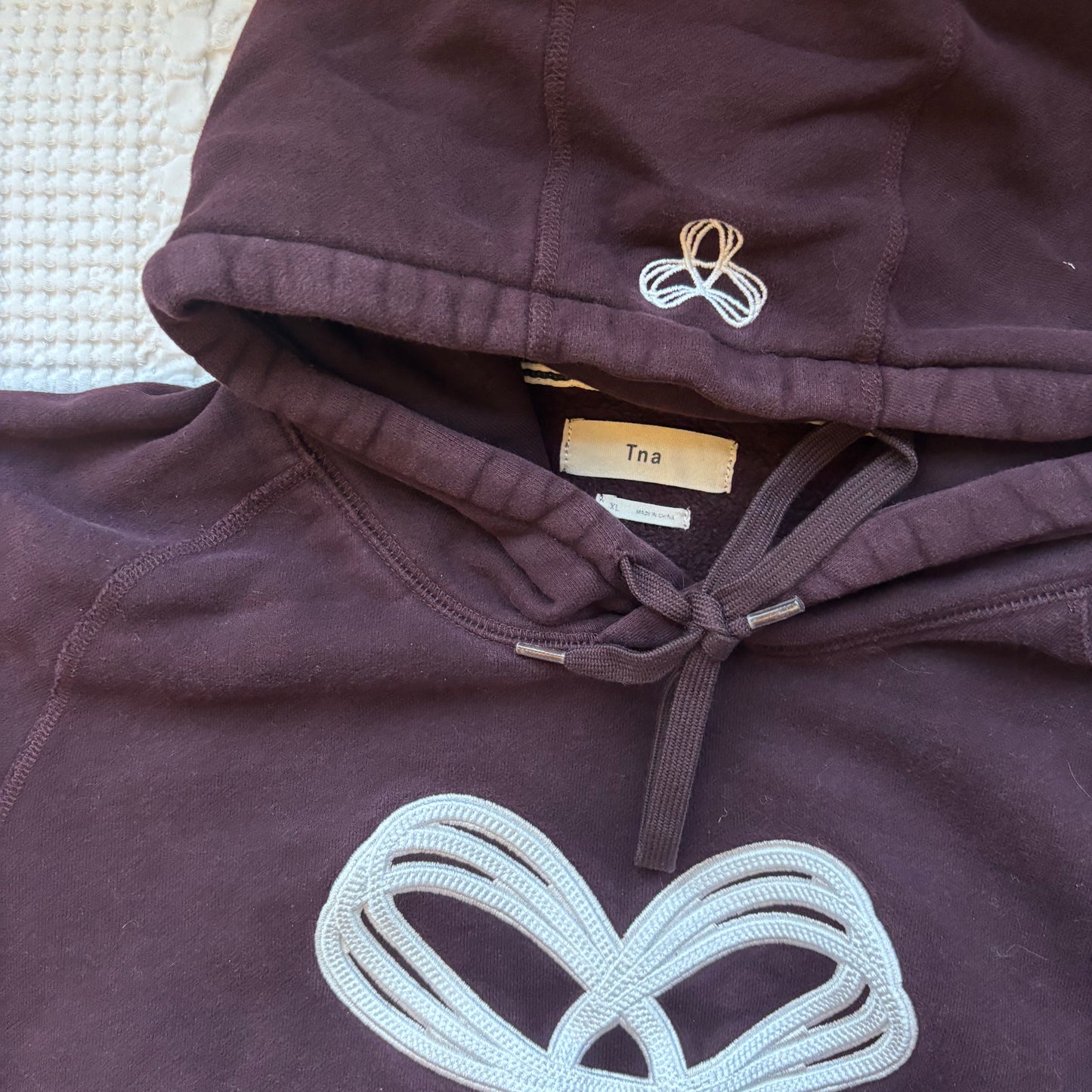 TNA Baltic Embroidered Dark Purple Hoodie | Sz XL