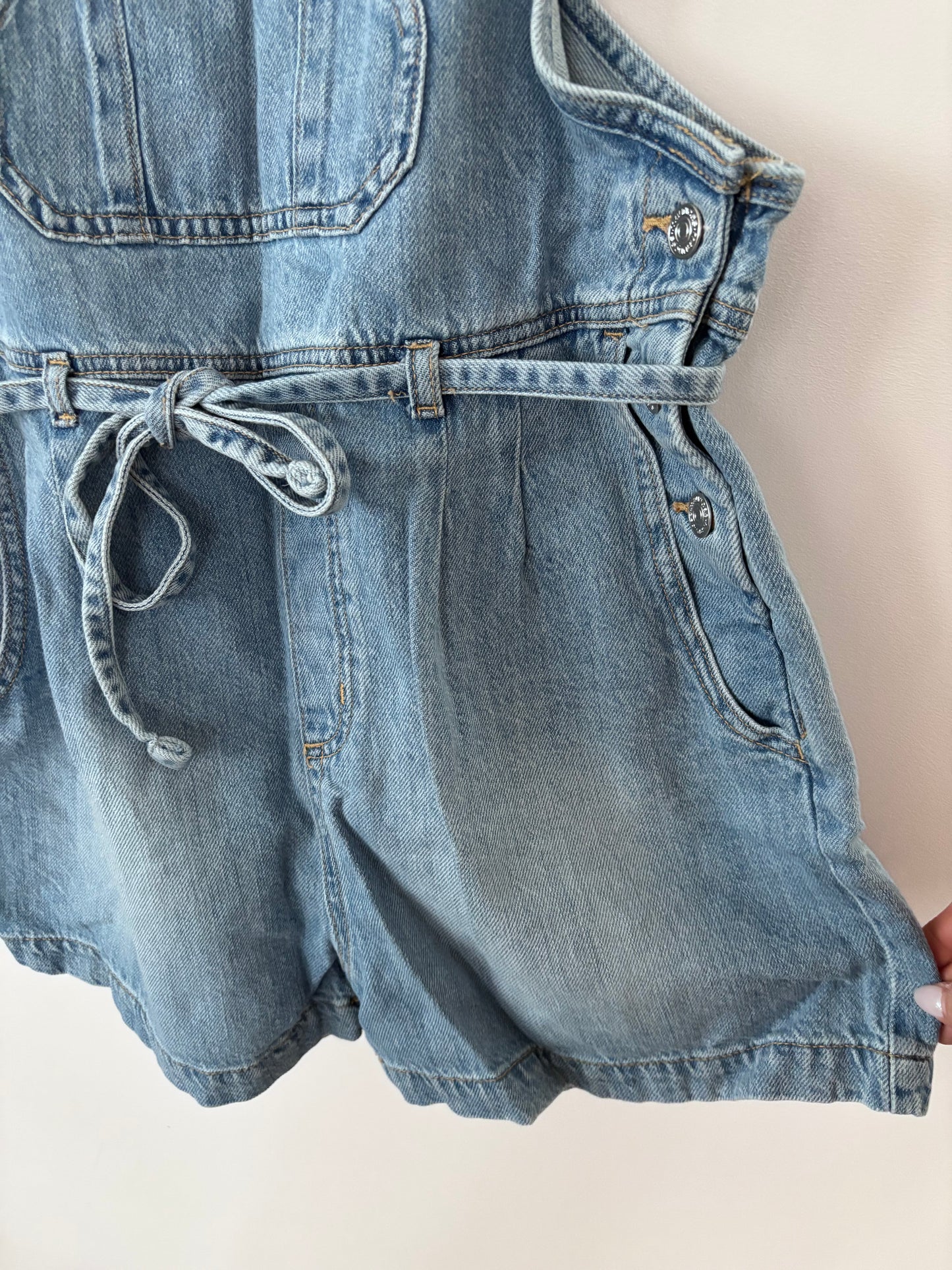 Maurice's Denim Shortalls with Tie Belt | Sz Medium