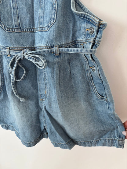 Maurice's Denim Shortalls with Tie Belt | Sz Medium