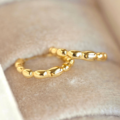 BEJ Beaded Huggie Earrings in Yellow Gold (12 mm)