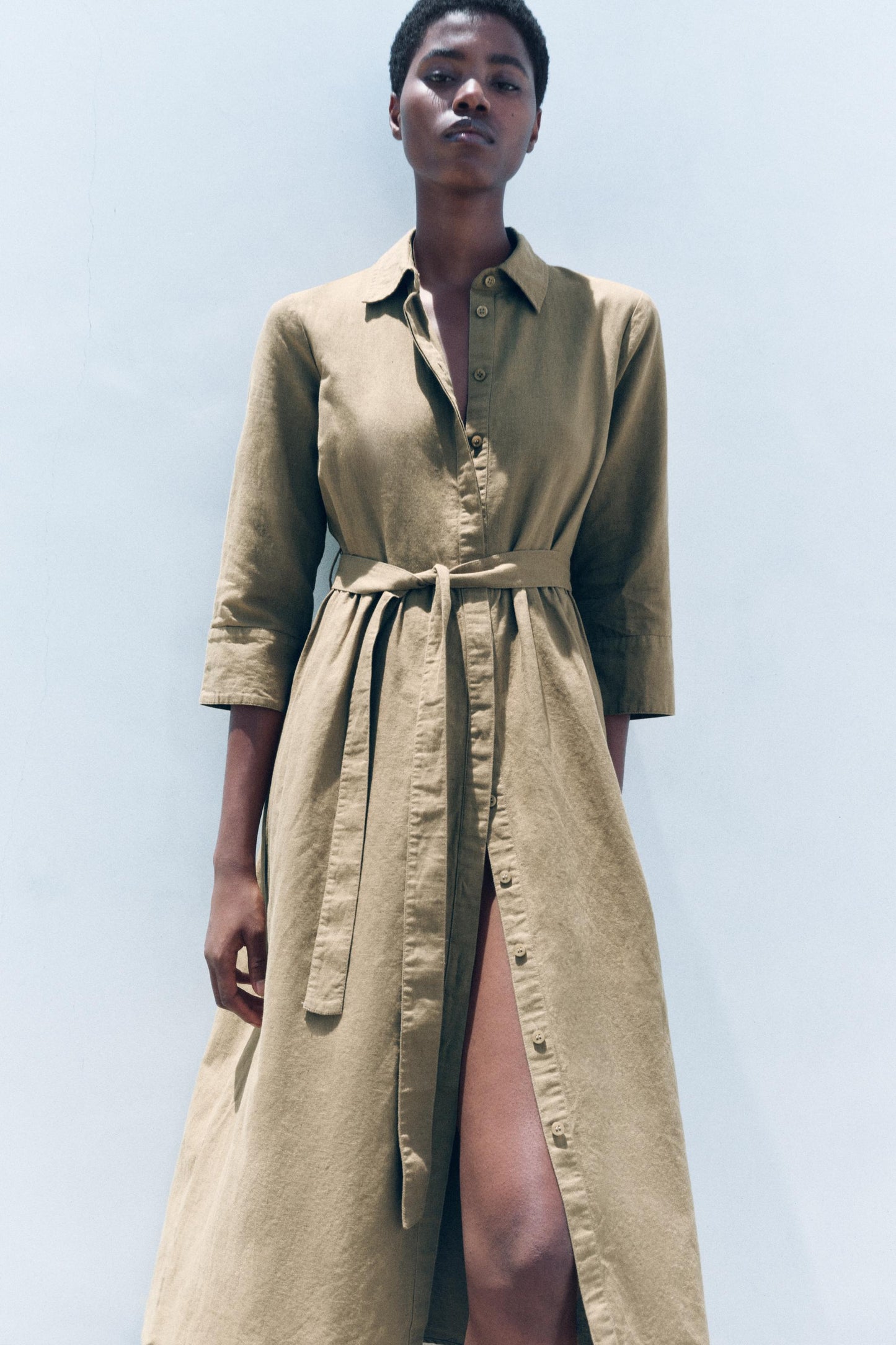Zara Cotton Trench Button Up Dress | XS (oversized fit) (O36L4)