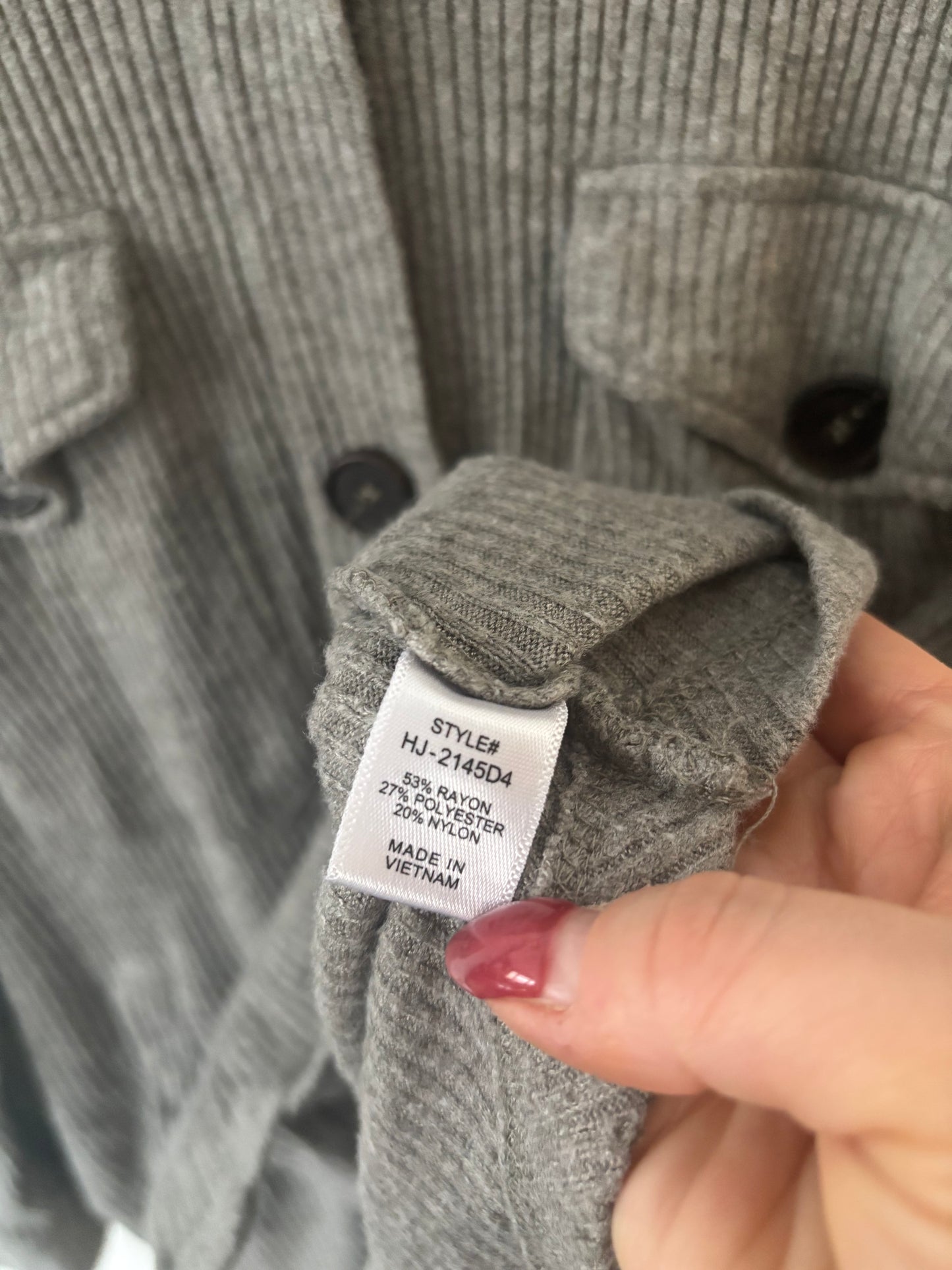 Zenana Grey Lightweight Shirt Jacket | Sz Medium (J84B8)