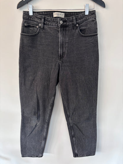 A&F The Mom High Rise Black Wash Jeans | Sz 28