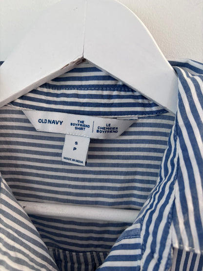 Old Navy The Boyfriend Striped Poplin Shirt Oversized | Sz Small