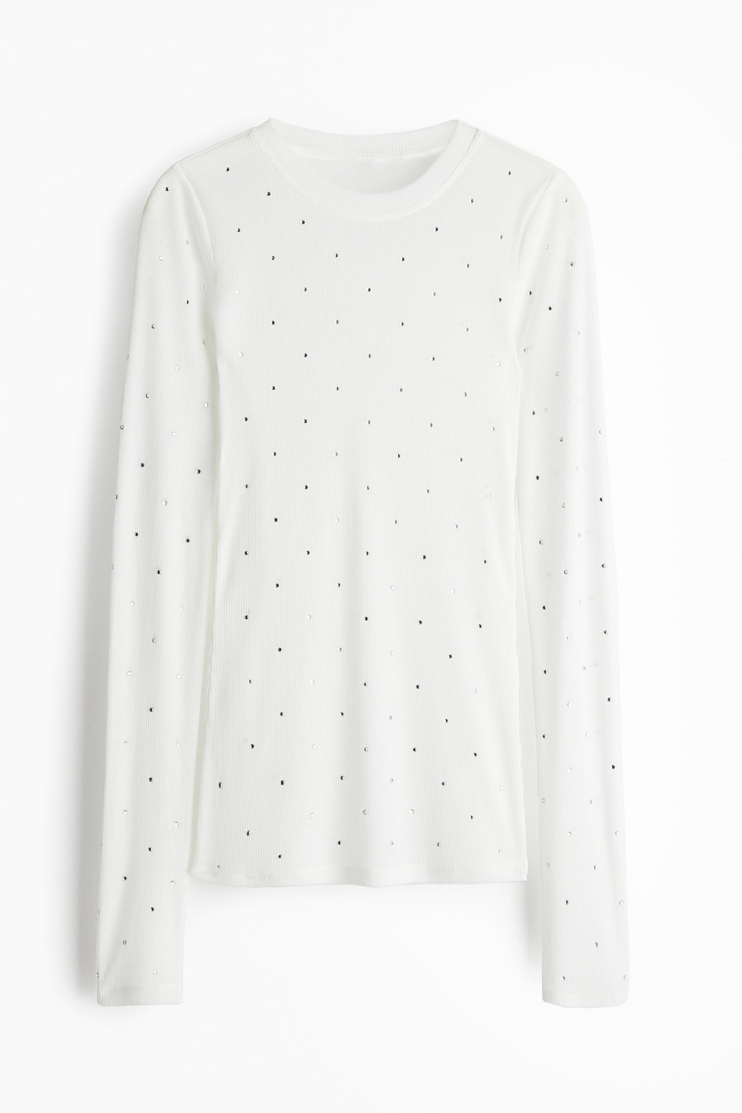 H&M Long Sleeve White Rhinestone Top  | XLarge / may fit like Large (N102N19)