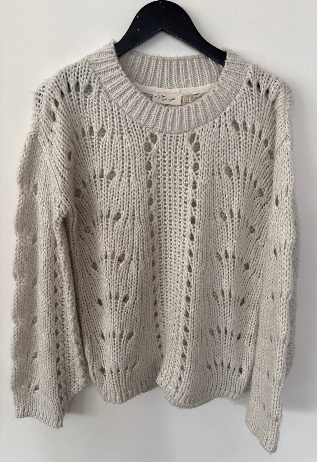 RD Style Ivory Wide Knit Slouchy Sweater | Sz Small (fits Medium)