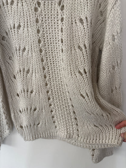 RD Style Ivory Wide Knit Slouchy Sweater | Sz Small (fits Medium)