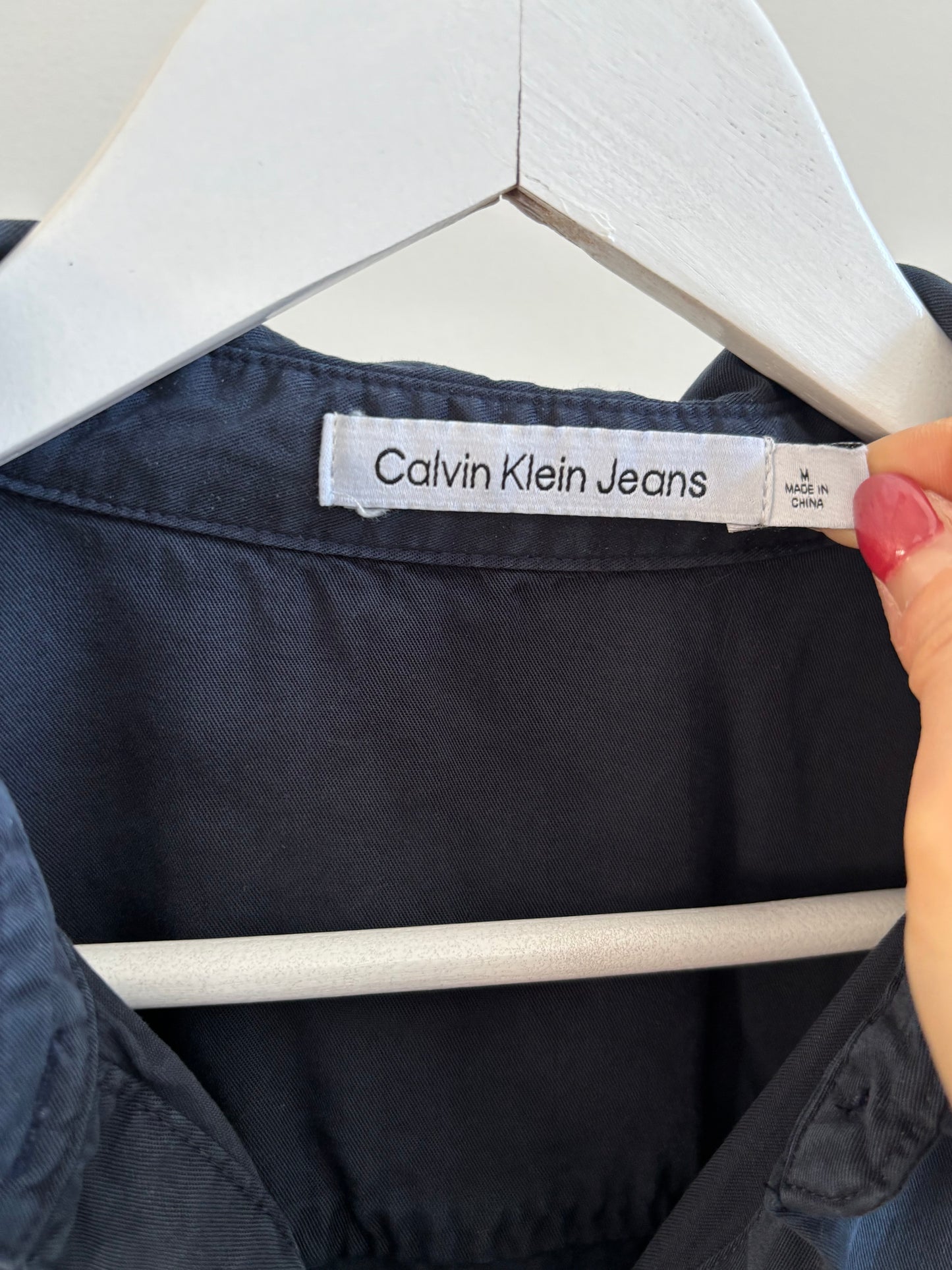 Calvin Klein Navy New* Button Up Lyocell Top | Sz Medium (J125E13)