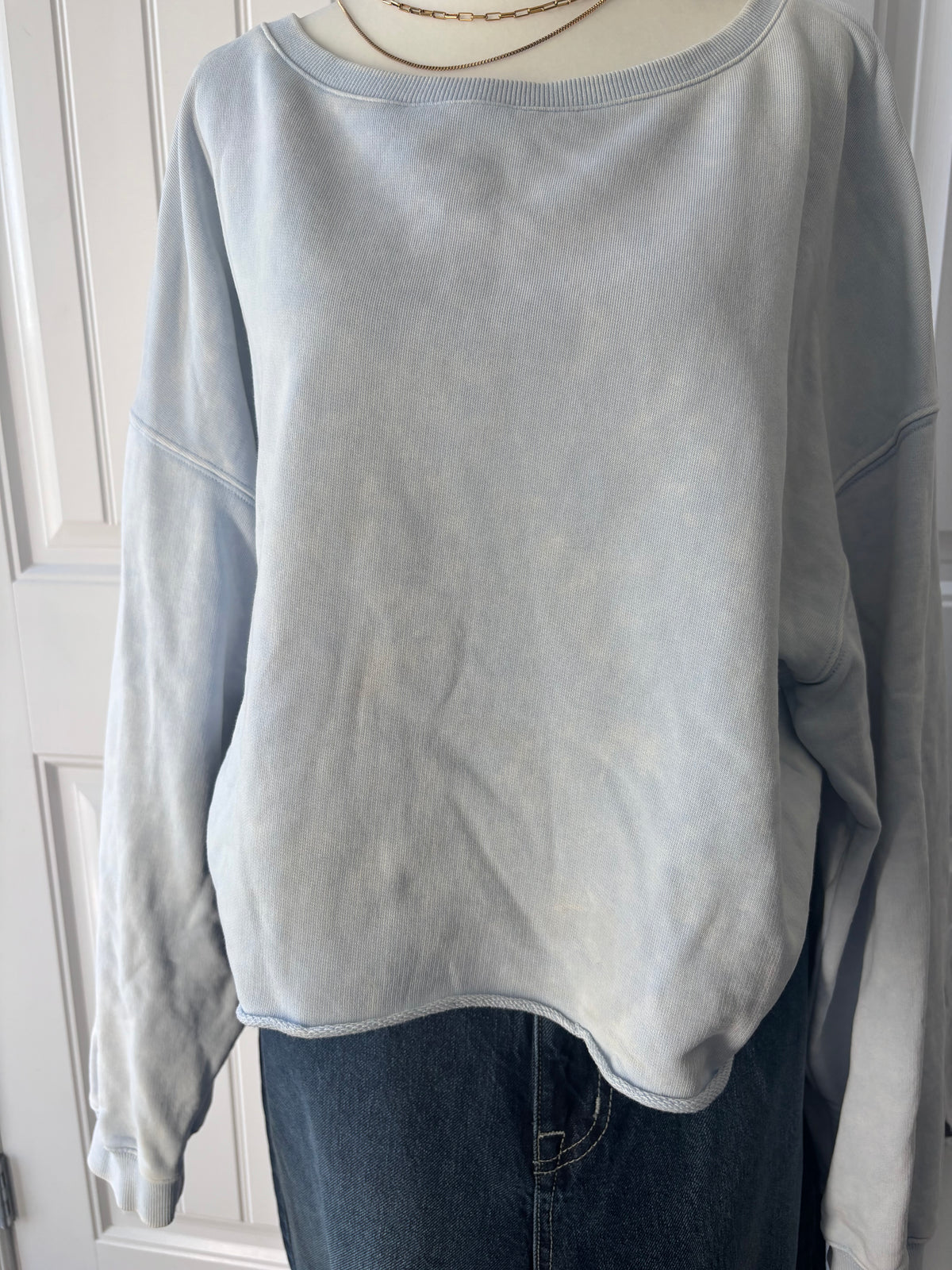 Gentle Fawn Oversized Cotton Light Blue Crewneck | Sz Large (oversized)