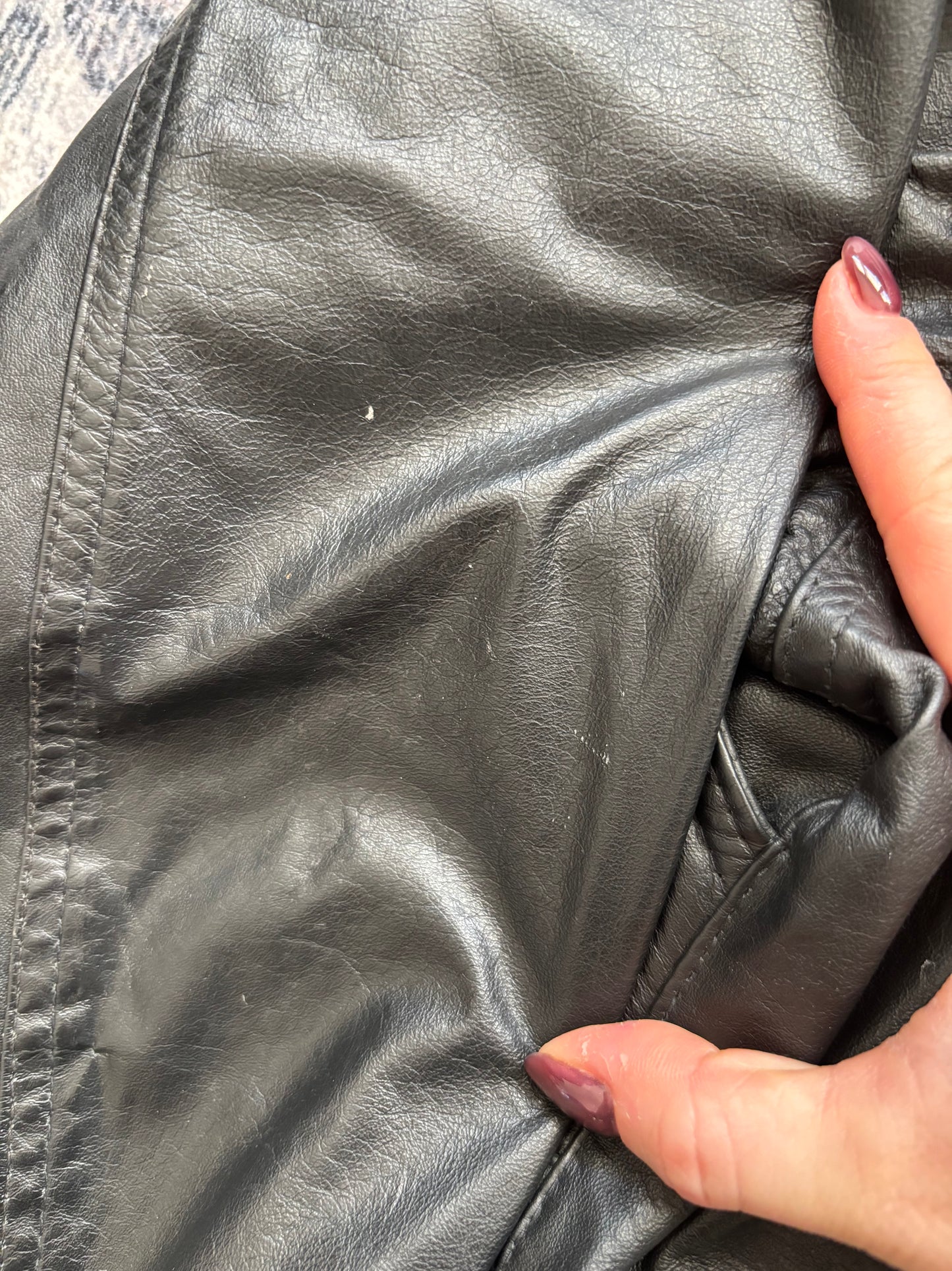 Vintage Protocol Leather Bomber Jacket | Mens Small / Womens Medium or Large (D003R5)