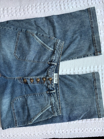 Tribal Audrey Button Fly Wide Leg Crop Jeans | Sz 14 (M61N19)