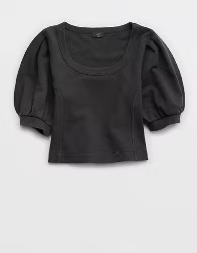 Aerie Seams Right Short Sleeved Sweater | Sz Small
