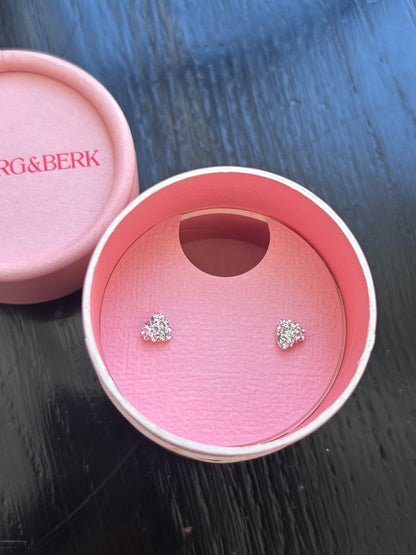 Hillberg & Berk Mini Sparkle Heart Stud Earrings