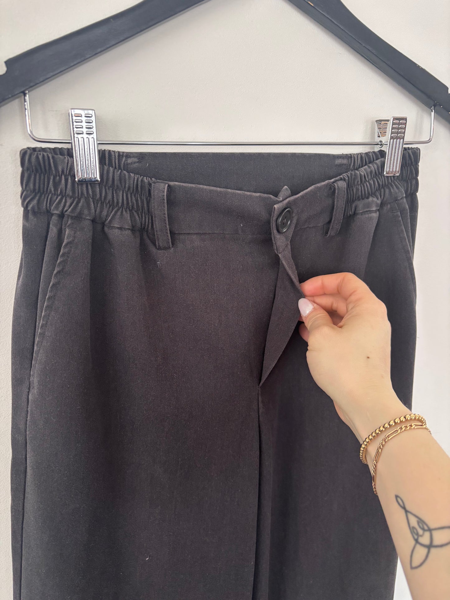 PIECES Wide Leg Charcoal Pants | Sz XS