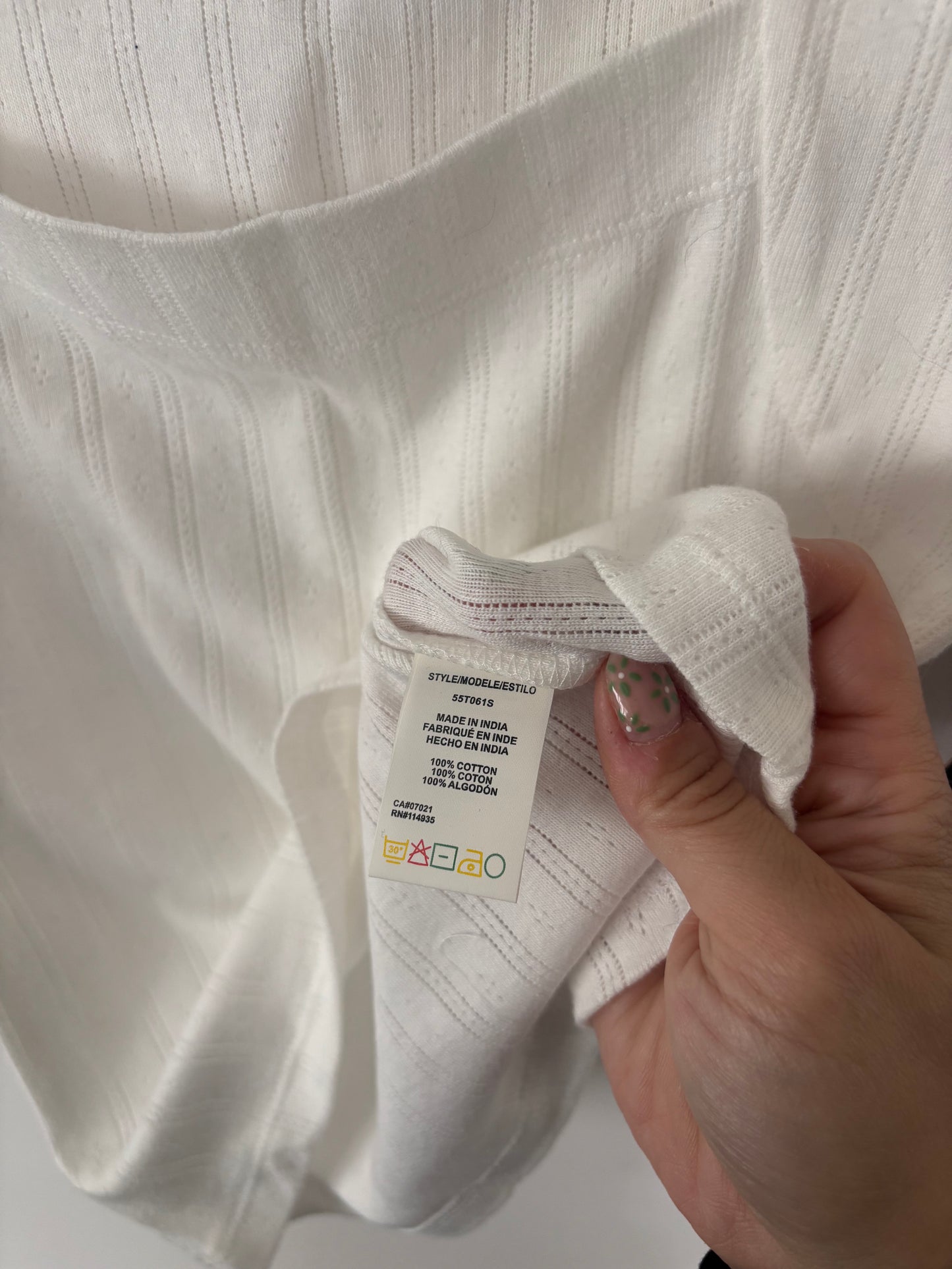 RD Style Pointelle Squareneck Top in White | Sz XS