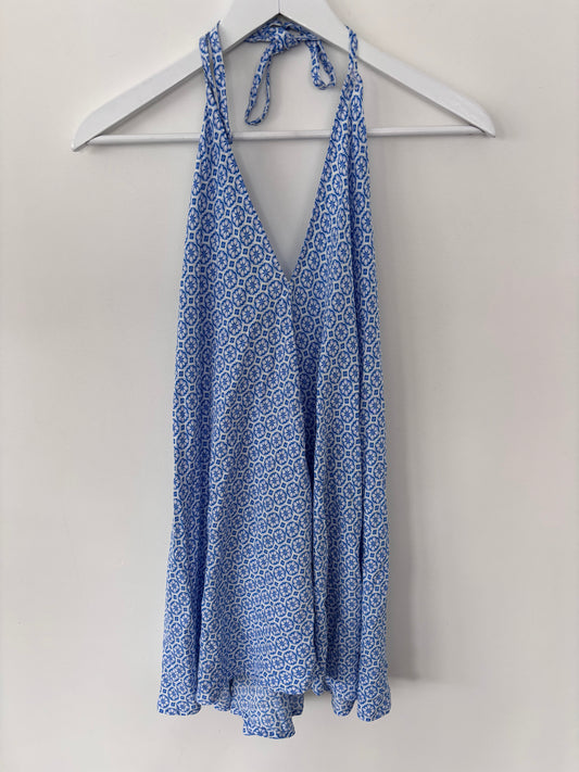 Calima / Mexico Geometric Printed Halter Dress (Cover-up) | Sz Medium