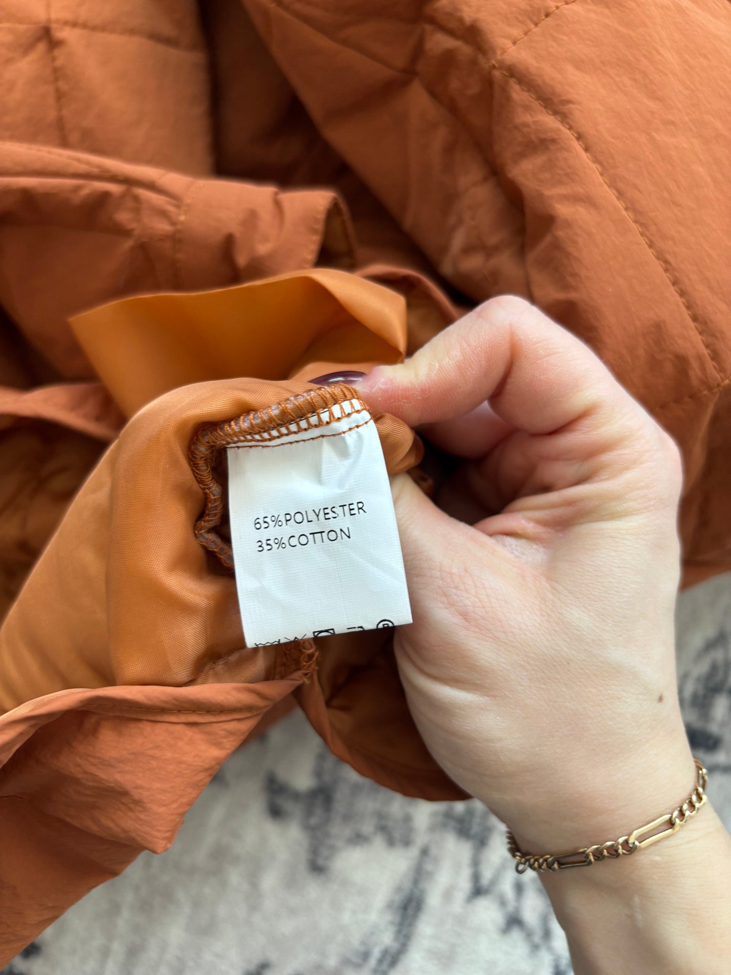 Orange Pullover Puffer Jacket | Small Oversized (May fit like large) (D007R5)