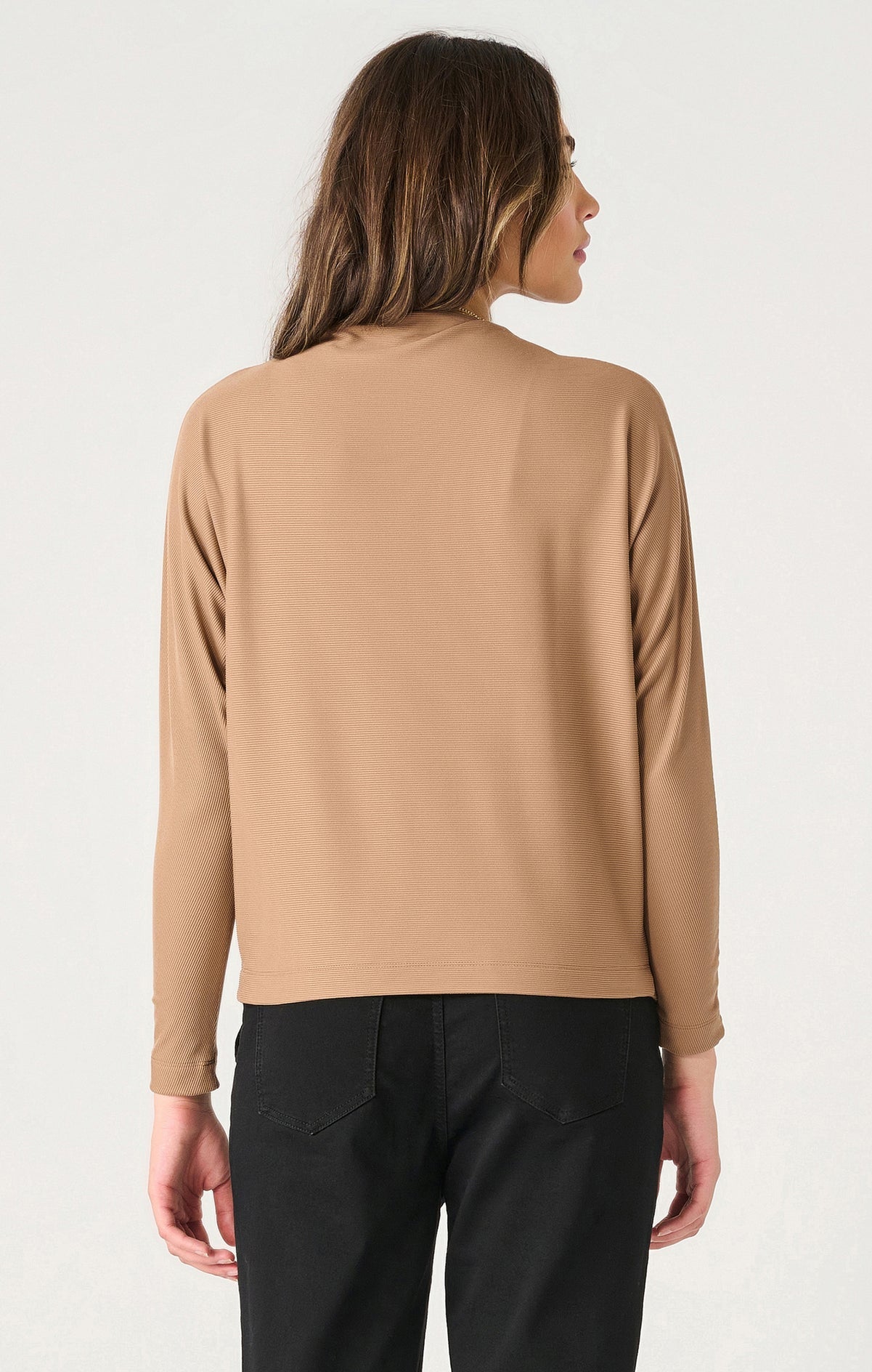 Dex Cream* Ribbed Mock Neck Long Sleeve | L (O121M17)