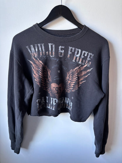 Hollister Wild & Free California" Graphic Cropped Sweatshirt  | Sz Small (oversized)