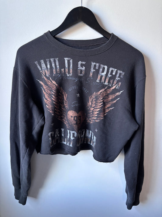 Hollister Wild & Free California" Graphic Cropped Sweatshirt  | Sz Small (oversized)