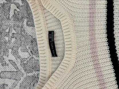 Black Tape Cream Striped Knit Sweater | Sz Medium