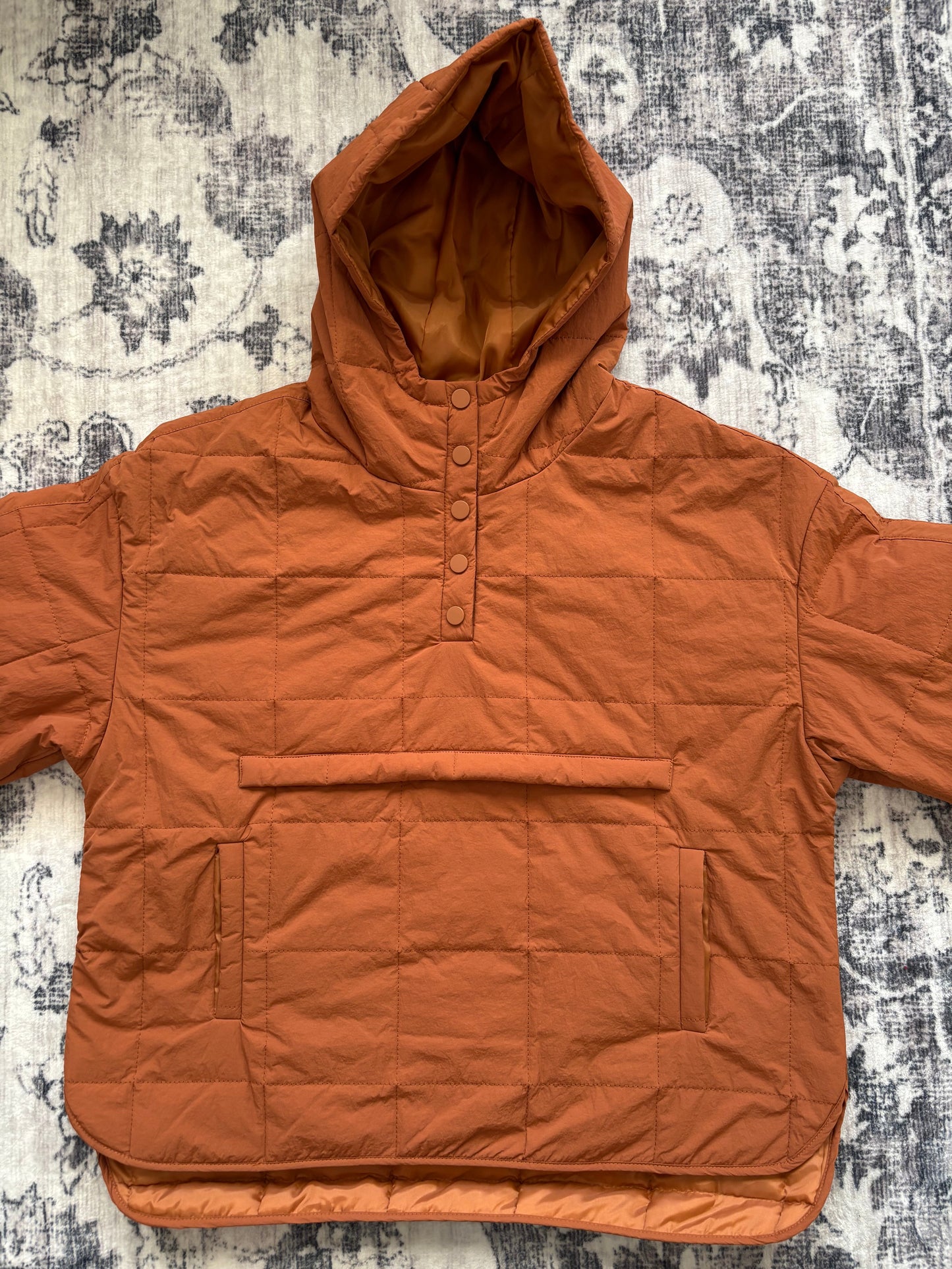 Orange Pullover Puffer Jacket | Small Oversized (May fit like large) (D007R5)