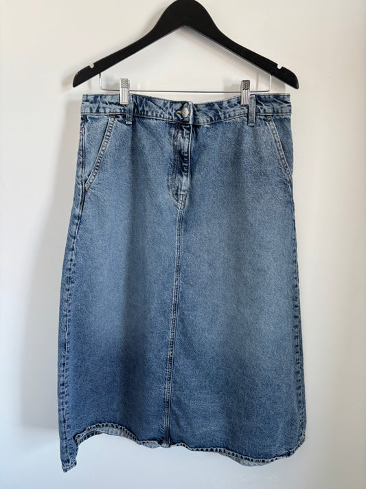 H&M Midi Denim Skirt | Sz 32 / 14 (N15N18)
