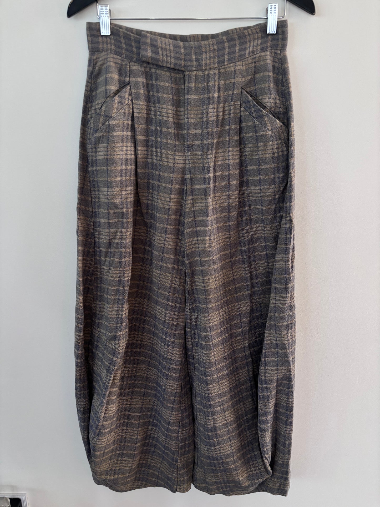 Free People Plaid Tegan Barrel Trousers | Sz Small (fits approx 26, 27)