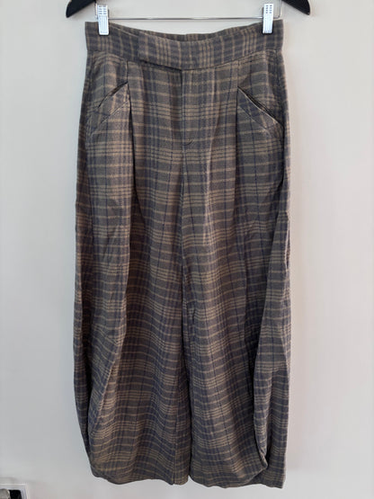 Free People Plaid Tegan Barrel Trousers | Sz Small (fits approx 26, 27)