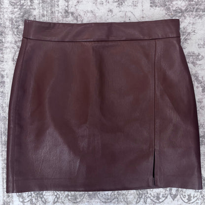 Wilfred Dark Brown Patio Faux Leather Skirt | Sz 4