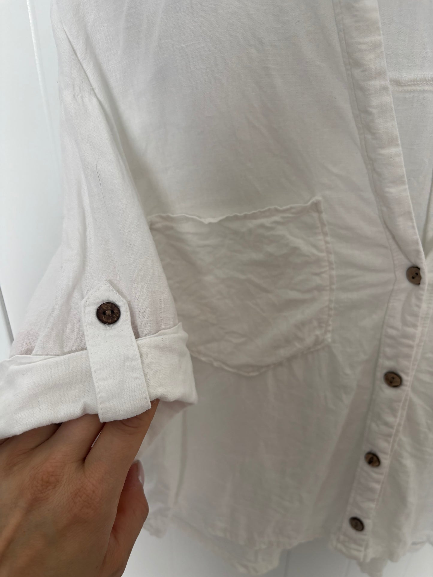 Zara Linen Blend Button Down T Shirt (Tough Love) | Small (oversized)