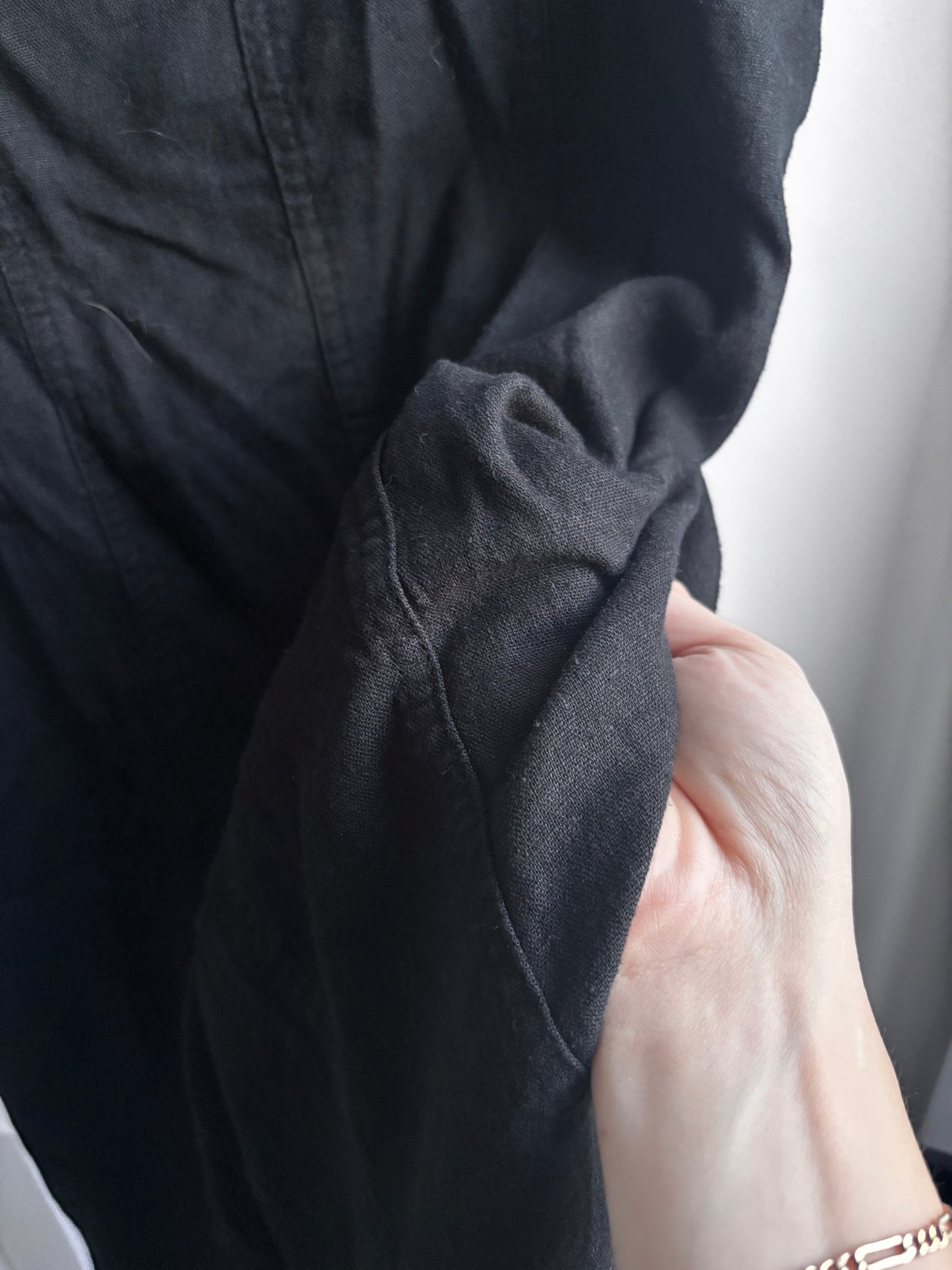 Old Navy Linen Blend Black Midi Dress | Sz Medium