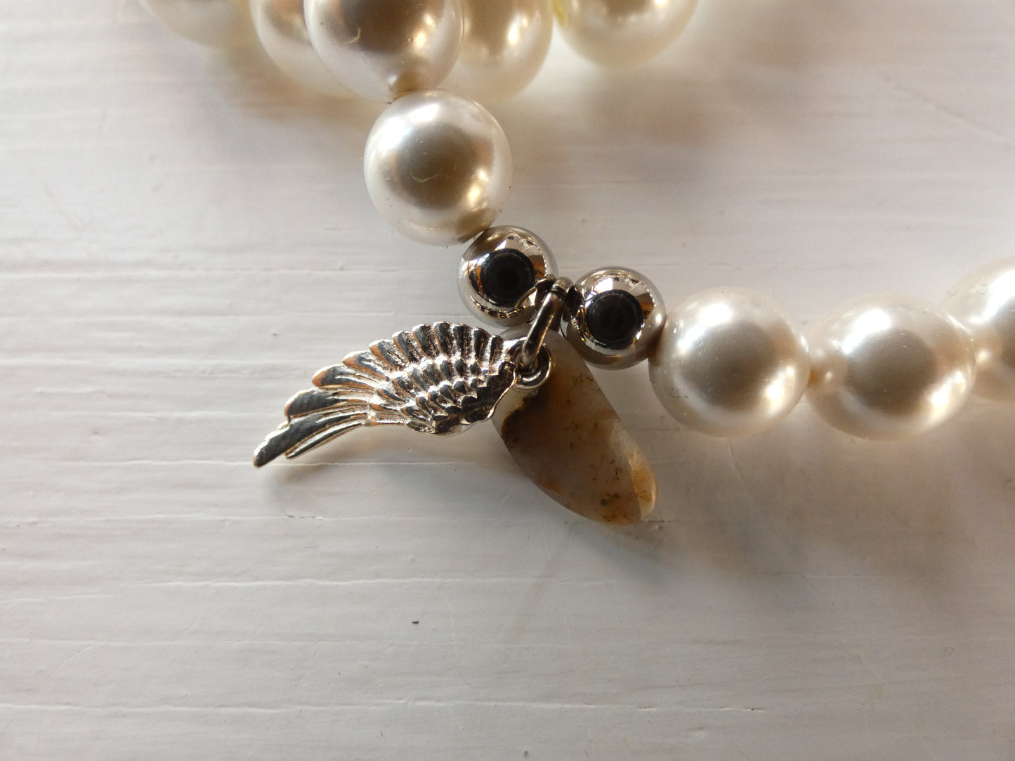Shell Pearl Lakeshore Rock Pendant Bracelet Set