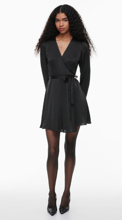 Wilfred Mademoiselle Satin Longsleeve Dress | Sz Small (M169K6)