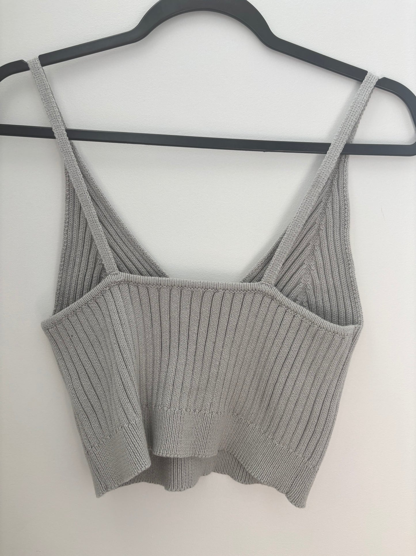 Knitted Cami Top in Grey/Green | Large