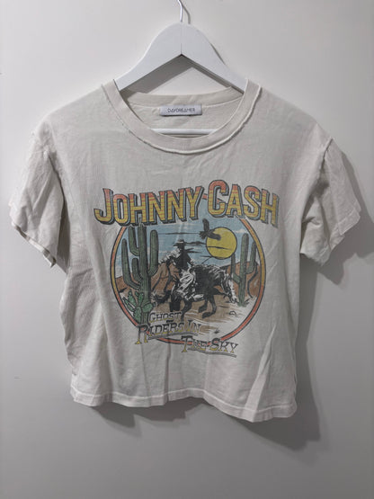 Johnny Cash Daydreamer Riders into Sky Reverse Girlfriend Tee (flaw) | Sz Small