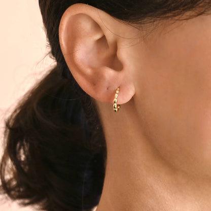 BEJ Beaded Huggie Earrings in Yellow Gold (12 mm)
