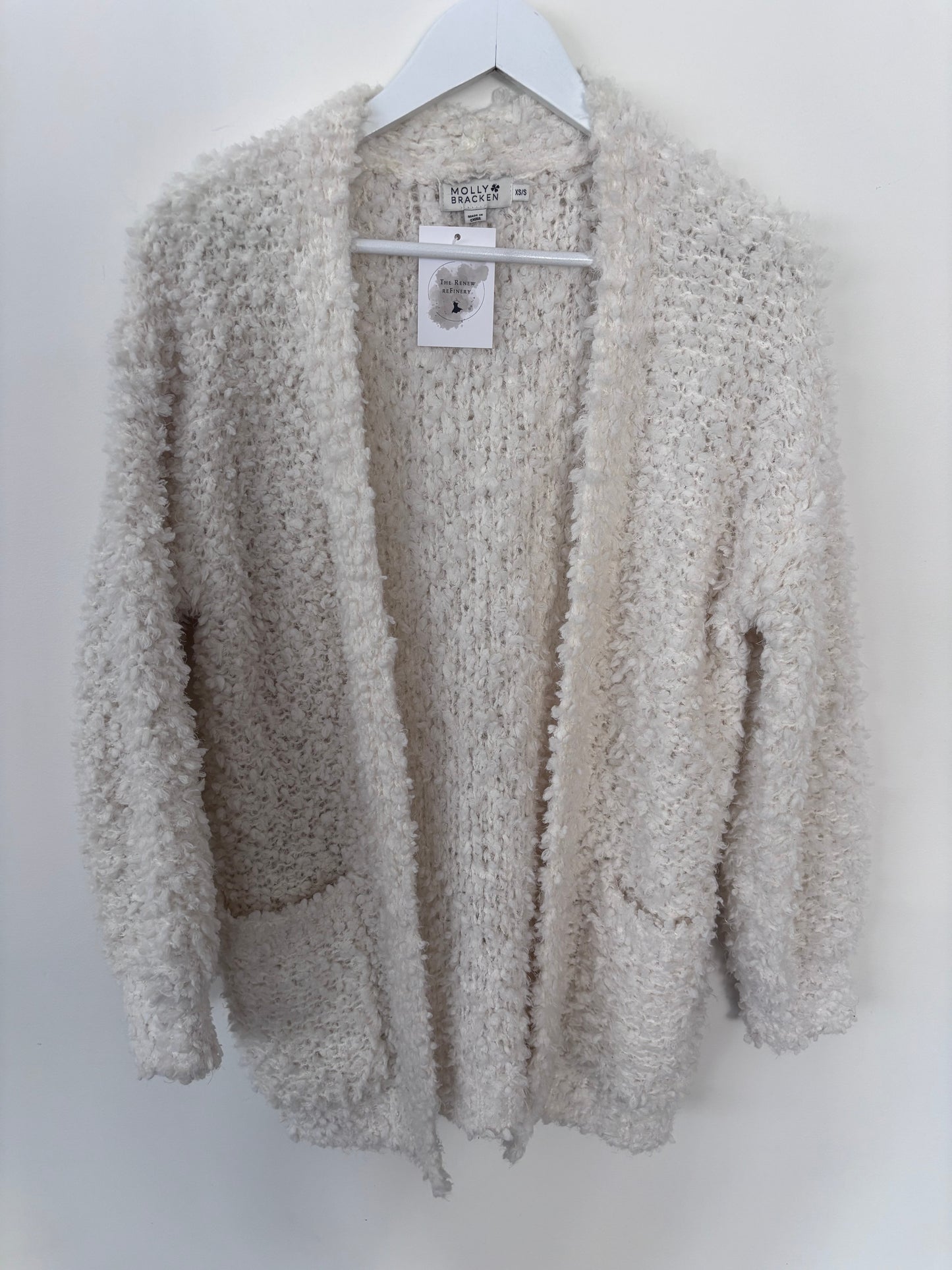 Molly Bracken Popcorn Textured Open Cardigan | Sz XS/S (oversized)(F31S6)