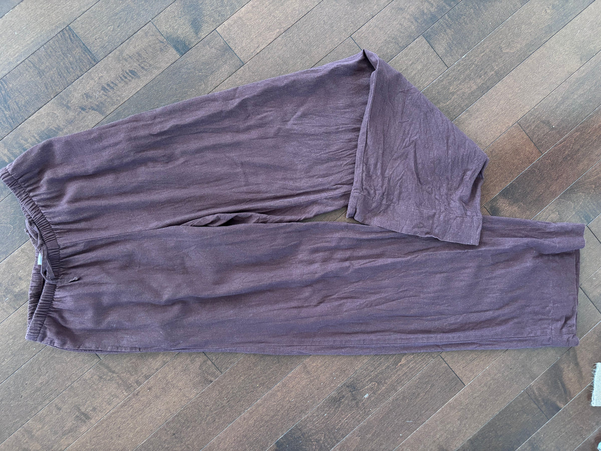 A New Day Linen Blend Brown Drawstring Pants | Sz XS (oversized)