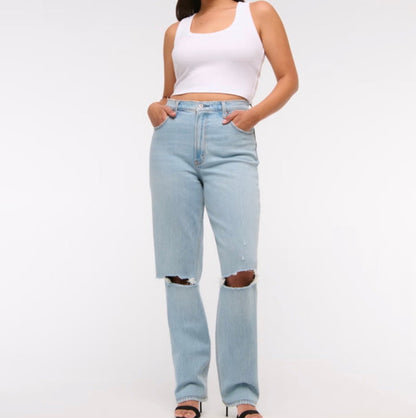 A&F 90s Straight Ultra High Rise Jeans (distressed) | Sz 29 (J57L9)