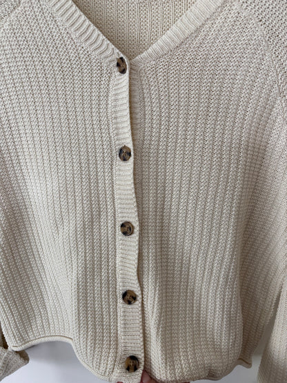 Jackson Rowe Cream Button Up Cardigan | Sz XS