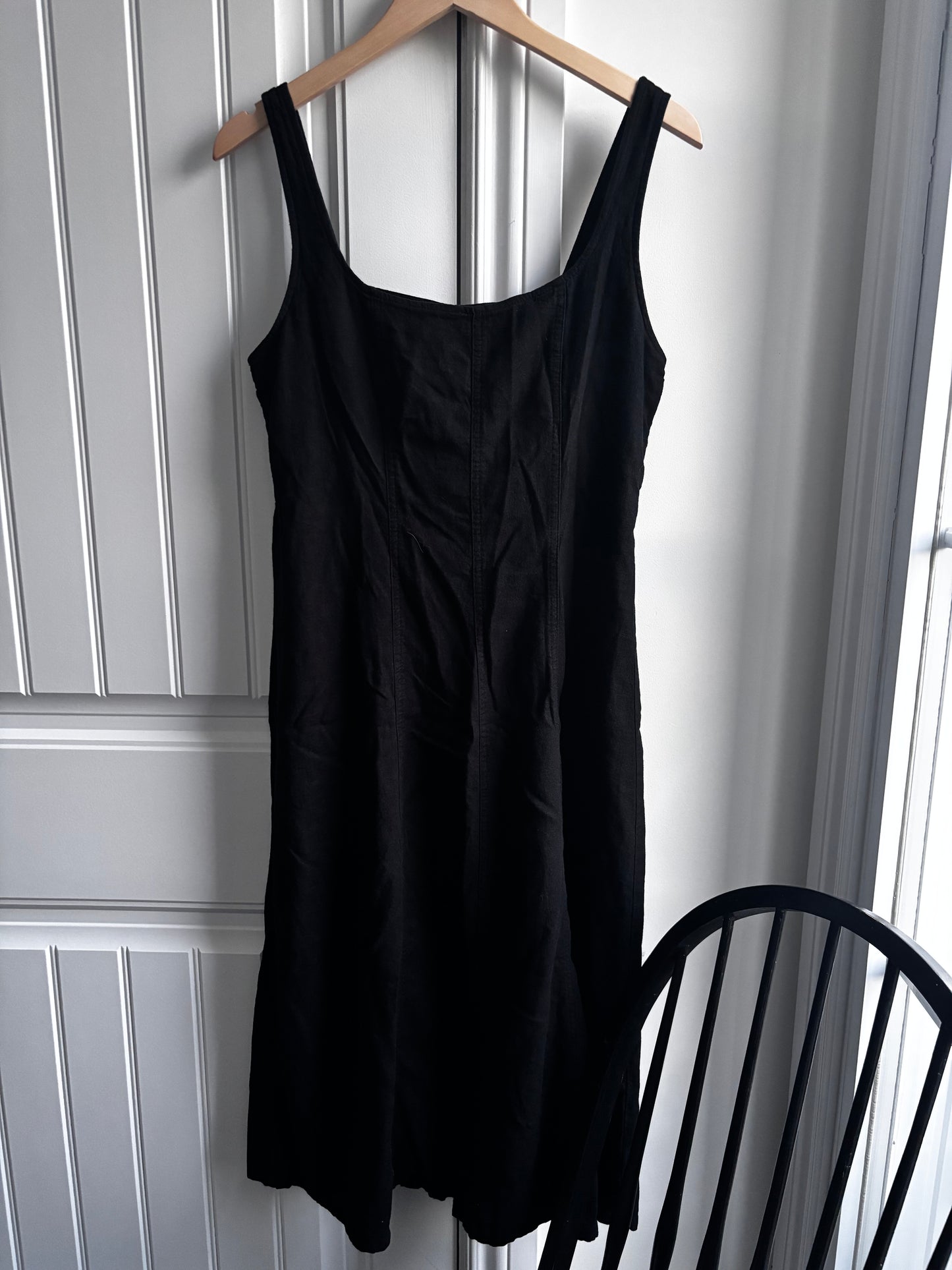 Old Navy Linen Blend Black Midi Dress | Sz Medium