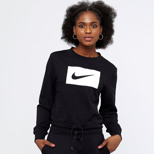 Nike Crew Crop Swoosh Sweater in Black | Small (J02C3)