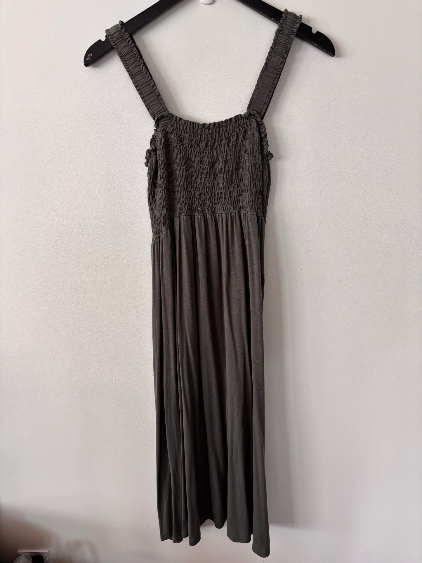 Hello Miz Smocked Tube Midi Dress in Green/Grey | Sz Small (Maternity brand)