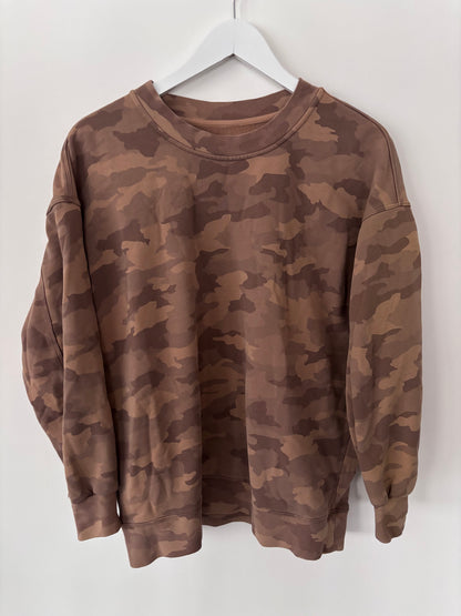 Lululemon Perfectly Oversized Crew in Camo Beige Multi | Sz Medium (best guess, fits Large)